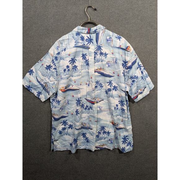 Vtg Weekender Camp Shirt Mens 2XL Boats All Over Print Cabana Lounge Speedboats - Picture 4 of 9